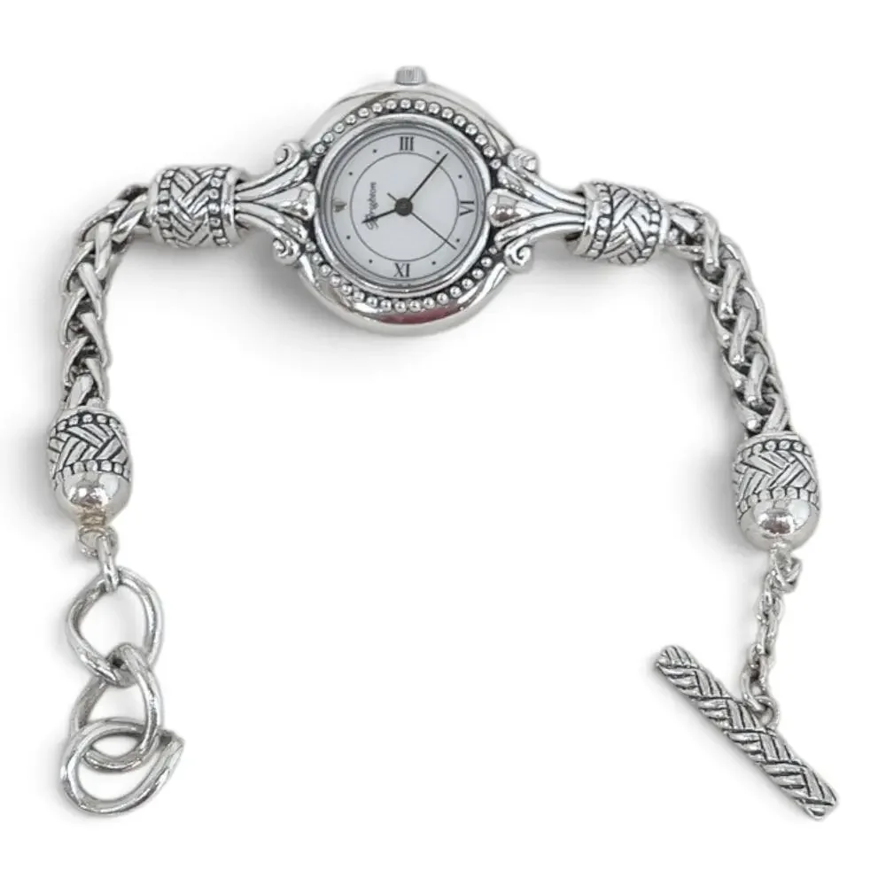 Brighton Calgary Watch Silver Braided Chain Toggle Clasp Round Face Retired